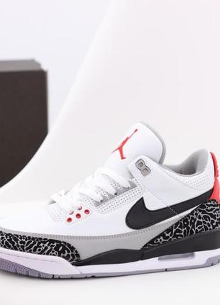 Мужские кроссовки nike air jordan 3 retro white grey 41-42-43-44-45