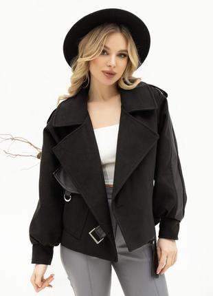 Кашемировый жакет с кожаными вставками