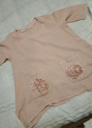 Лляна блуза-льоля з кишенями італія10 фото