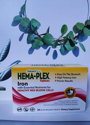 Железо hema-plex, 30 таблеток с длительным высвобождением, для повышения гемоглобина, ферритина бад3 фото