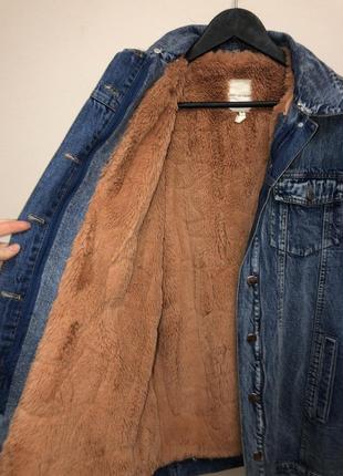 Бомбер удлиненная теплая куртка зима осень джинса хлопок4 фото