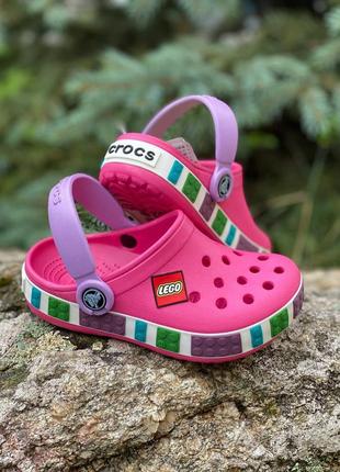 Crocs lego fuchsia дитячі крокси лего 23-34