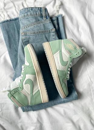 Мужские высокие кожаные кроссовки nike air jordan 1 retro high og "turbo green#найк4 фото