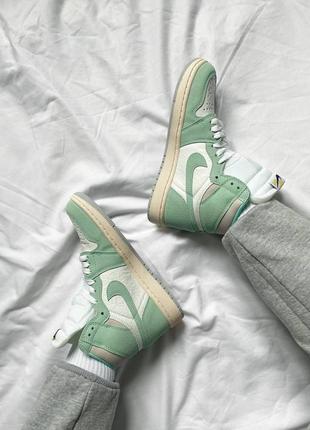 Мужские высокие кожаные кроссовки nike air jordan 1 retro high og "turbo green#найк9 фото