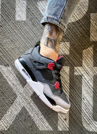 Мужские высокие кроссовки кожаные nike air jordan 4 retro 'infrared#найк