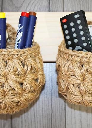 Кошик підвісний m з джуту округлий 8x96 фото