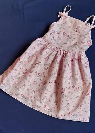 Сарафан george англія рожевий бавовняний принт єдинороги на 4-5 років (104-110 см)