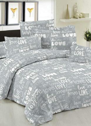 Евро пододеяльник надписи лове серый бязь голд люкс виталина 200х220