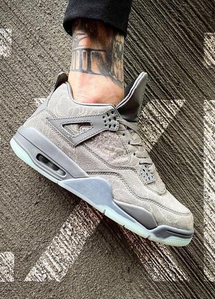 Мужские высокие кожаные кроссовки nike air jordan 4 retro kaws " grey"#найк