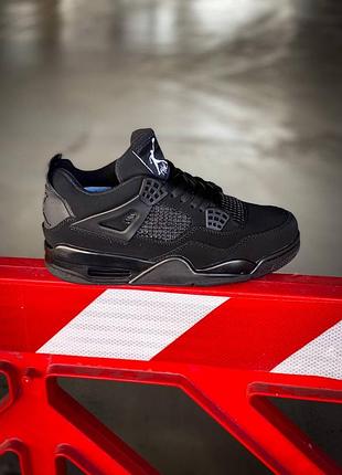 Мужские высокие кожаные кроссовки nike air jordan 4 retro black cat#найк