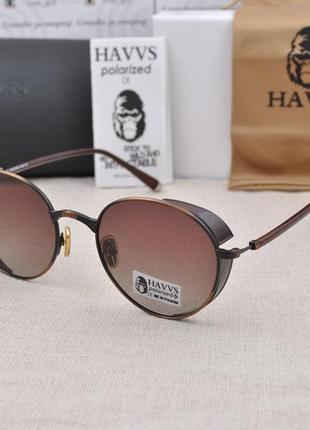 Фирменные солнцезащитные очки  havvs polarized hv68009 круглые с боковой шорой5 фото