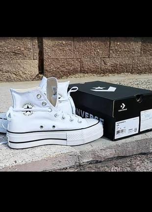 Кеди на платформі білі converse chuck taylor all star platform hi white