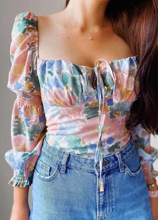 Легкая блуза в цветочный принт