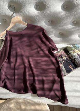 Асиметрична шифонова марсалова  блузка3 фото