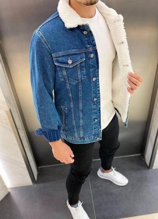 Шерпа, джинсовка на овчине, куртка мужская на весну1 фото