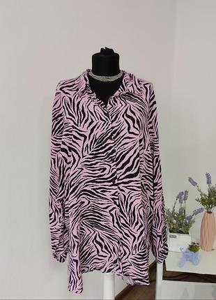 Стильна батальна сорочка /блуза,принт зебра віскоза