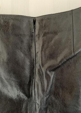 Брендовая кожаная черная юбка3 фото