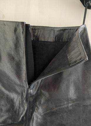 Брендовая кожаная черная юбка4 фото
