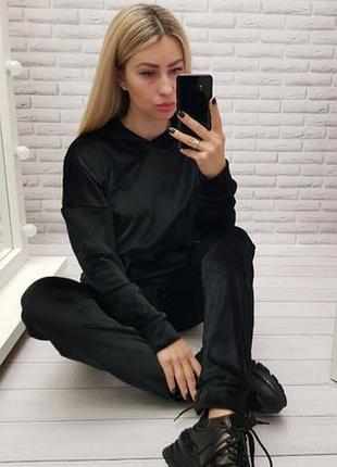 Aiza костюм жіночий велюр luxury a419 чорного кольору7 фото