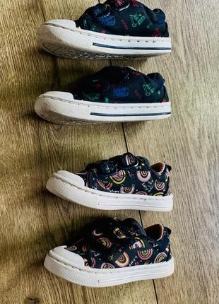 Кеды кожаные детские с рисунком радуга  🌈 на липучках f&amp;f (англия)