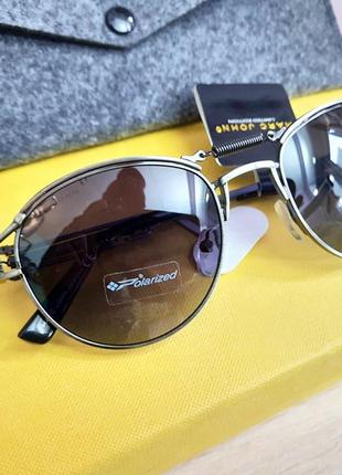 Фирменные  круглые черные очки marc john polarized