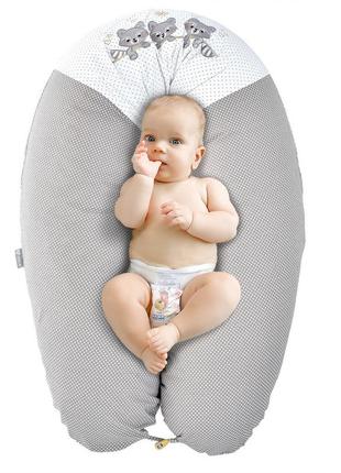 Подушка для вагітних і годування тм papaella з гудзиком 30*190 см горошок сірий