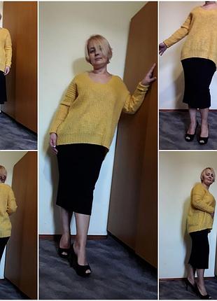 Мохеровый желтый свитер  оверсайз