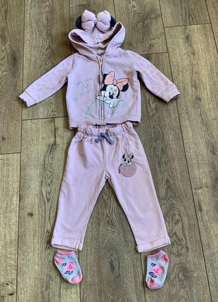 Замечательный комплект minnie mouse хлопковый на байке с ушками и бантом disney baby (оригинал)