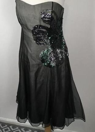 Нарядное платье шелк, омбре, coast louise bandeau dress, пайетки