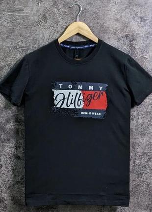 Футболки черные для мужчин томми хилфигер / брендовая футболка Tommy hilfiger