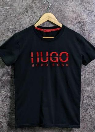 Чоловічі футболки hugo boss чорні / стильні футболки для чоловіків хуго босс