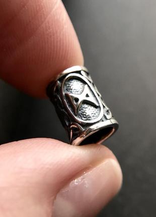 Серебряная руна дагаз ( ᛞ) бусина, шарм