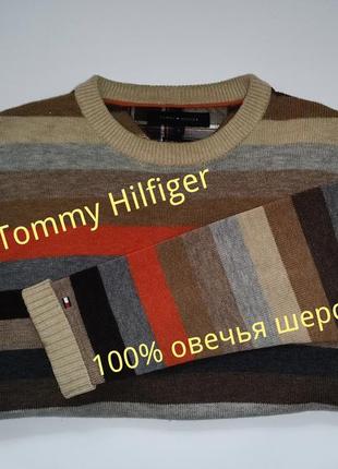 Оригинал 100% овечья шерсть свитер tommy hilfiger кофта джемпер свитшот шерстяной мужской полоска2 фото