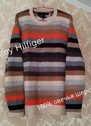 Оригинал 100% овечья шерсть свитер tommy hilfiger кофта джемпер свитшот шерстяной мужской полоска1 фото