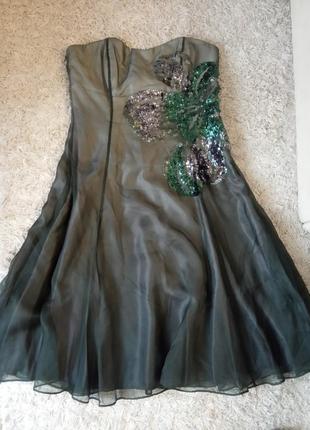 Нарядное платье шелк, омбре, coast louise bandeau dress, пайетки2 фото
