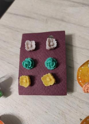 Актуальні  сережки розочки гвоздіки handmade,самоколки квіточки
