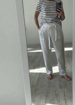 Брюки штани льняні льон білі хлопкові zara 🥭 mango3 фото