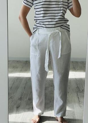 Брюки штани льняні льон білі хлопкові zara 🥭 mango4 фото