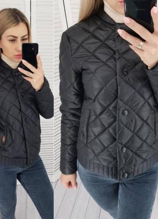 Куртка-бомбер женская, батал (арт.310) черная черного цвета