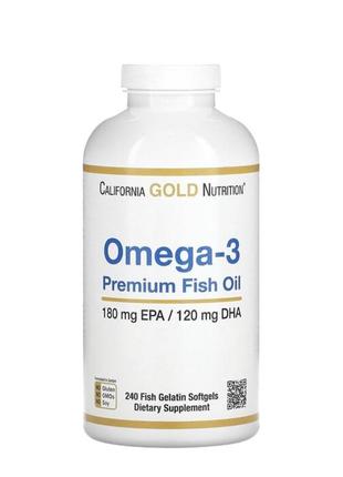 California gold nutrition омега-3, риб’ячий жир преміальної якості, 180 мг епк / 120 мг дгк, 240 капсул із риб’ячого желатину3 фото