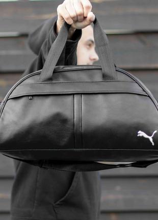 Спортивна міська сумка з екошкіри чорна puma deza для тренувань у залі та фітнесу дорожня на 20 л2 фото