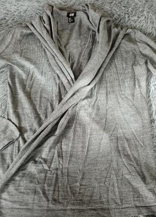 Длинный кардиган на запах серый шерсть h&amp;m8 фото