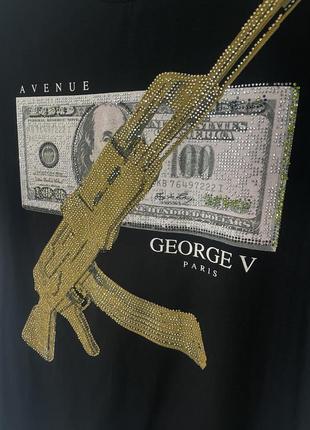 Крутая черная мужская футболка  george v paris ak472 фото