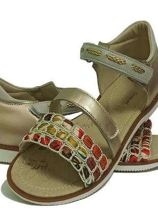 Босоніжки сандалі літнє взуття для дівчинки 0555 золоті том м р.36,37