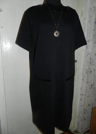 Трикотажна-стрейч сукня зі шкіряним оздобленням,офісне,великого розміру1 фото