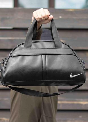 Спортивна сумка з екошкіри чорна nike deza для тренувань та фітнесу міська міцна на 20 літрів8 фото