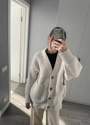 Оверсайз кардиган zara с шерстью