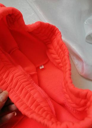 Неонові яскраві кислотні спортивні штани  маломірки  на флісі в наявності яскраво оранжевий кислотни5 фото