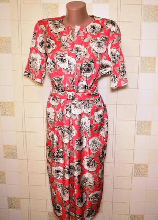 Цветочное розовое платье eastex размер xs-s