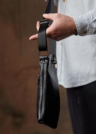 Мужская сумка через плечо, мессенджер из натуральной кожи вместительная барсетка5 фото